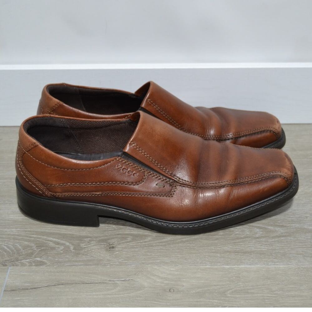 ecco Helsinki Brown Leather Slip on Loafer Dress Shoe Size EU 44 US 10
